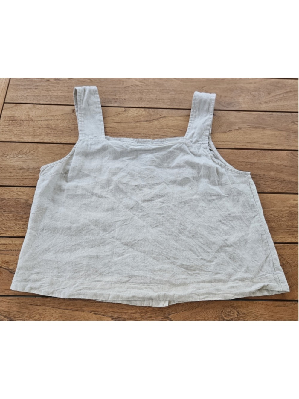 a.ren Linen Button-Back Tank Top Minimalist Boho Crop Size L